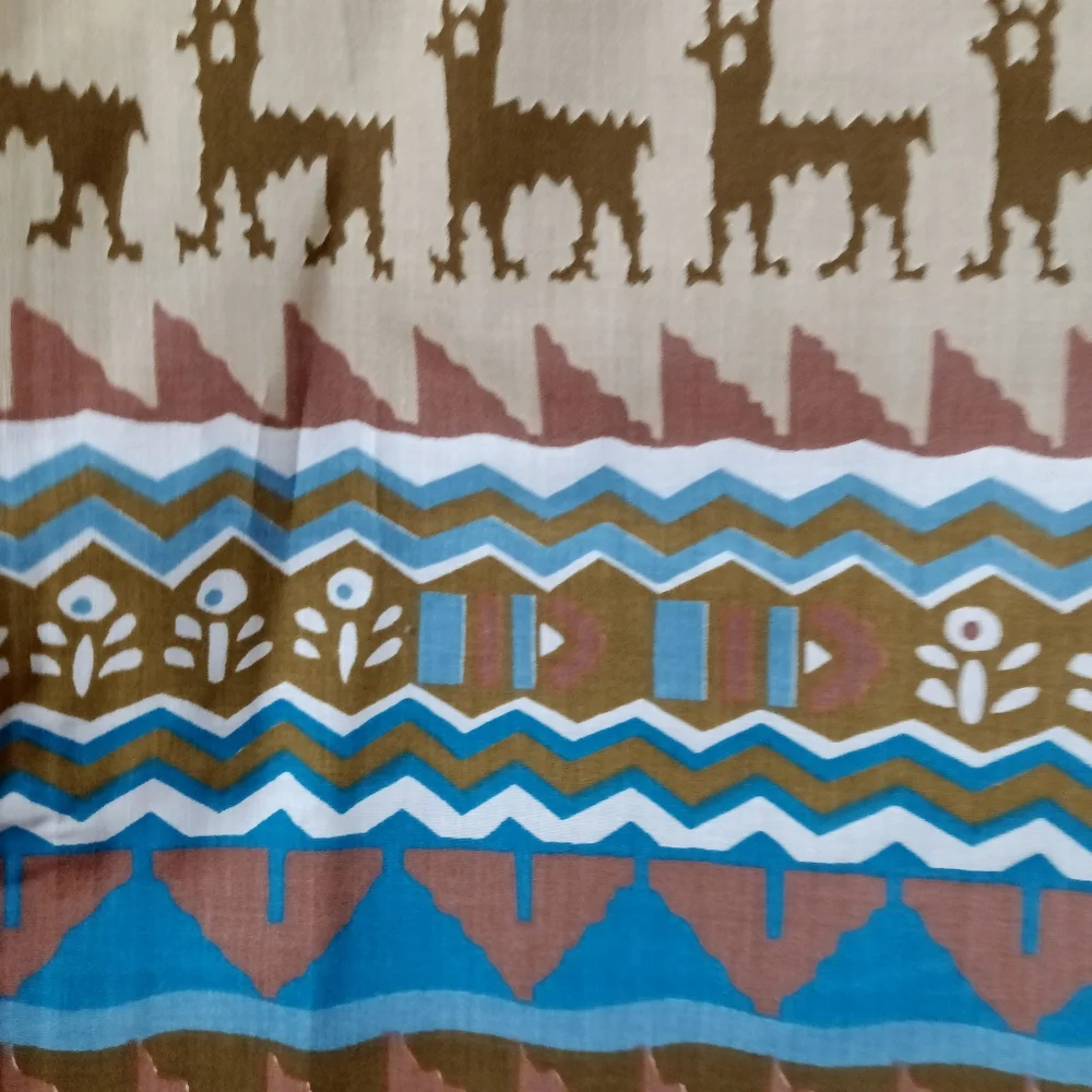 Vintage Full Flat Sheet Burlington Pueblo Southwest No-Iron Percale
